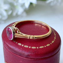 Carica l'immagine nel visualizzatore di Gallery, Antique Victorian 18ct Gold Pink Ruby Paste Ring. Antique 1.0ct Solitaire Ring. Platinum Bezel Set Antique Paste Gold Ring, Size M or 6.25