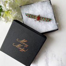 Load image into Gallery viewer, Art Deco Egyptian Revival Plique-à-jour Brooch. Antique German 935 Silver, Enamel, Carnelian & Ruby Horus Brooch. Falcon Bird Scarab Brooch