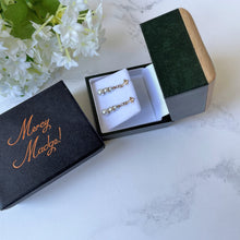 Carica l'immagine nel visualizzatore di Gallery, Vintage 9ct Gold Pearl Drop Earrings. Edwardian Style 3-Pearl Drop Earrings. Petite/Minimalist/Children's Cultured Pearl Dangle Earrings