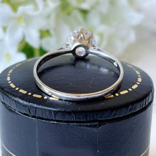 Carica l'immagine nel visualizzatore di Gallery, Vintage 9ct White Gold Simulated Diamond Solitaire Ring. 1-Carat CZ Crystal White Gemstone Ring. Art Deco Style Classic Engagement Ring