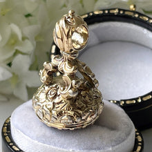 Carica l'immagine nel visualizzatore di Gallery, Georgian 18ct Gold Intaglio Seal Fob "Good Night, All's Well" Antique Carved Amethyst Glass Musical Wax Seal Pendant Fob. Georgian Jewellery