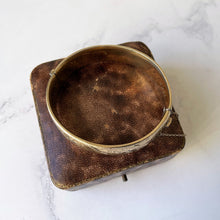 Carica l'immagine nel visualizzatore di Gallery, Vintage 22ct Gold On Silver Engraved Bangle, Boxed. British Hallmarked 1966 Sterling Silver Hinged Cuff Wide Bracelet