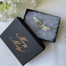 Carica l'immagine nel visualizzatore di Gallery, Antique Silver Paste Diamond & Ruby Swallow Brooch, Germany. Victorian/Edwardian Figural Love Bird Brooch. Antique Sweetheart Jewelry