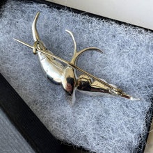 Carica l'immagine nel visualizzatore di Gallery, Antique Silver Paste Diamond & Ruby Swallow Brooch, Germany. Victorian/Edwardian Figural Love Bird Brooch. Antique Sweetheart Jewelry