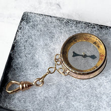 Carica l'immagine nel visualizzatore di Gallery, Antique 9ct Gold Compass & Dog-Clip Pendant Fob. Lady's Edwardian Gold Fob Charm, Hallmarked 1909. Antique 9ct Yellow Gold Necklace Pendant.