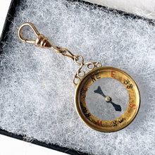 Carica l'immagine nel visualizzatore di Gallery, Antique 9ct Gold Compass & Dog-Clip Pendant Fob. Lady's Edwardian Gold Fob Charm, Hallmarked 1909. Antique 9ct Yellow Gold Necklace Pendant.