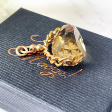 Carica l'immagine nel visualizzatore di Gallery, Victorian 9ct Gold, Lemon Citrine Spinner Fob. Antique Natural Citrine 3-Sided Spinner Pendant. Scottish Cairngorm Gemstone Pendant