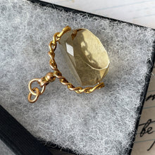 Carica l'immagine nel visualizzatore di Gallery, Victorian 9ct Gold, Lemon Citrine Spinner Fob. Antique Natural Citrine 3-Sided Spinner Pendant. Scottish Cairngorm Gemstone Pendant