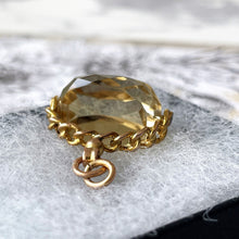 Carica l'immagine nel visualizzatore di Gallery, Victorian 9ct Gold, Lemon Citrine Spinner Fob. Antique Natural Citrine 3-Sided Spinner Pendant. Scottish Cairngorm Gemstone Pendant