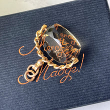 Carica l'immagine nel visualizzatore di Gallery, Victorian 9ct Gold, Lemon Citrine Spinner Fob. Antique Natural Citrine 3-Sided Spinner Pendant. Scottish Cairngorm Gemstone Pendant