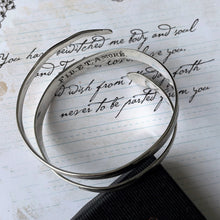 Carica l'immagine nel visualizzatore di Gallery, Art Deco 1930s Egyptian Revival Sterling Silver Snake Bracelet. Engraved "Fid Et Amore" 3- Coil Forearm Bangle. Antique Love Token Jewelry