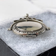Carica l'immagine nel visualizzatore di Gallery, Vintage Victorian Style Silver Spinner Locket. Sterling Silver 2-Sided Round Spinning Pendant Locket. Antique Style Fob Pendant Locket