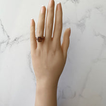 Carica l'immagine nel visualizzatore di Gallery, Antique Victorian 9ct Gold Scottish Citrine Ring. 4.50ct Baguette Cut Golden Brown Citrine Solitaire Ring. Rose Gold Scottish Cairngorm Ring