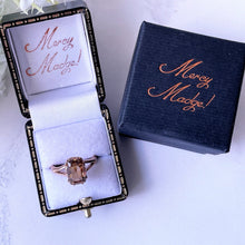 Carica l'immagine nel visualizzatore di Gallery, Antique Victorian 9ct Gold Scottish Citrine Ring. 4.50ct Baguette Cut Golden Brown Citrine Solitaire Ring. Rose Gold Scottish Cairngorm Ring