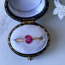 Carica l'immagine nel visualizzatore di Gallery, Antique Victorian 18ct Gold Pink Ruby Paste Ring. Antique 1.0ct Solitaire Ring. Platinum Bezel Set Antique Paste Gold Ring, Size M or 6.25