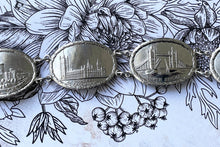 Carica l'immagine nel visualizzatore di Gallery, Vintage 1945 English Sterling Silver London Souvenir Bracelet: Windsor Castle, St Pauls, Westminster, Houses Of Parliament, Tower Bridge