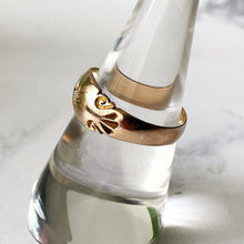 Carica l'immagine nel visualizzatore di Gallery, Antique 9ct Gold Old Mine Cut Diamond Ring, Chester 1903. Edwardian Star Set Solitaire Diamond Band Dome Ring. Yellow Gold Gypsy Ring