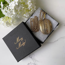 Carica l'immagine nel visualizzatore di Gallery, Antique Victorian Gold Pinchbeck Large Locket Necklace. Engraved Puffy Keepsake/Photo Locket. Book Chain Locket & Belcher Chain, Circa 1850.