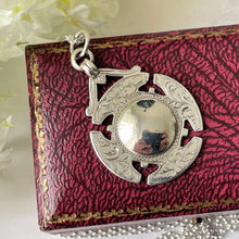 Carica l'immagine nel visualizzatore di Gallery, Antique Sterling Silver Canterbury Cross Pendant, Optional Chain. Edwardian Floral Engraved Celtic Cross Lady’s Fob, 1911 Hallmark