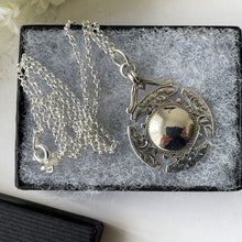Carica l'immagine nel visualizzatore di Gallery, Antique Sterling Silver Canterbury Cross Pendant, Optional Chain. Edwardian Floral Engraved Celtic Cross Lady’s Fob, 1911 Hallmark