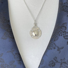 Carica l'immagine nel visualizzatore di Gallery, Antique Sterling Silver Canterbury Cross Pendant, Optional Chain. Edwardian Floral Engraved Celtic Cross Lady’s Fob, 1911 Hallmark