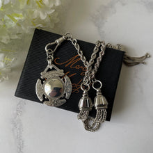 Carica l'immagine nel visualizzatore di Gallery, Antique Sterling Silver Canterbury Cross Pendant, Optional Chain. Edwardian Floral Engraved Celtic Cross Lady’s Fob, 1911 Hallmark