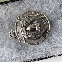Carica l'immagine nel visualizzatore di Gallery, Vintage Scottish Silver Bonnet Badge Pendant. 1930s Medlock & Craik Inverness Provincial Silver Douglas Clan Bonnet Badge/Kilt/Lapel Pin