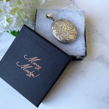 Carica l'immagine nel visualizzatore di Gallery, Antique Victorian Large Sterling Silver Locket. Aesthetic Engraved Rose & Arabesque 2-Sided Oval Locket. Edwardian Locket With Period Photo