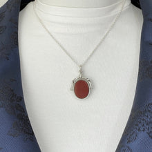 Carica l'immagine nel visualizzatore di Gallery, Antique Victorian Silver Spinner Fob Pendant. Scottish Bloodstone & Carnelian Watch Chain Fob Hallmarked 1887. Victorian Necklace Pendant.