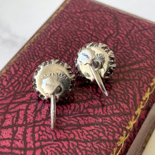Carica l'immagine nel visualizzatore di Gallery, Antique Sterling Silver Paste Diamond Cluster Earrings. 1920s/30s Art Deco Screw Back Flower Earrings. Antique Paste Gemstone Jewellery