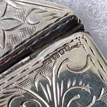 Carica l'immagine nel visualizzatore di Gallery, Vintage English Silver Stamp Case Pendant. Engraved Miniature Envelope Stamp Holder. Edwardian/Victorian Style Love Letter Keepsake Locket.