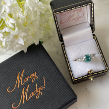 Carica l'immagine nel visualizzatore di Gallery, Vintage Blue Zircon Solitaire Ring, 9ct Gold. 1960s Retro 2-Carat Sky Blue Zircon Cocktail Ring. Art Deco Revivalist Engagement Ring.