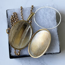 Carica l'immagine nel visualizzatore di Gallery, Antique Victorian Gold Pinchbeck Large Locket Necklace. Engraved Puffy Keepsake/Photo Locket. Book Chain Locket & Belcher Chain, Circa 1850.