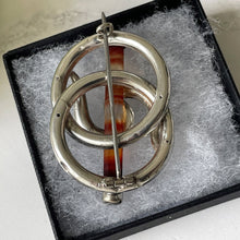 Carica l'immagine nel visualizzatore di Gallery, Victorian Scottish Silver Banded Agate Ouroboros Snake Brooch. Antique Lovers Knot/Eternity Celtic Brooch. Victorian Scottish Pebble Jewelry