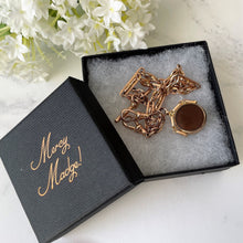 Charger l'image dans la galerie, Victorian 1886 9ct Gold Pocket Watch Chain & Spinner Fob. All Original Double Albert/Albertina Fancy Link 12" Watch Chain, 2 Dog Clips,T-Bar