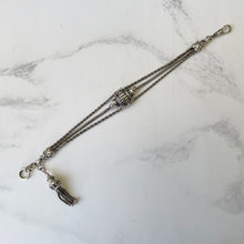 Carica l'immagine nel visualizzatore di Gallery, Victorian Sterling Silver Albertina Watch Chain Bracelet. Antique Neoclassical Fancy Link Sterling Chain Bracelet, Tassel Charm & Dog-Clip