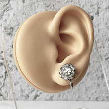 Carica l'immagine nel visualizzatore di Gallery, Antique Sterling Silver Paste Diamond Cluster Earrings. 1920s/30s Art Deco Screw Back Flower Earrings. Antique Paste Gemstone Jewellery