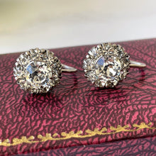 Carica l'immagine nel visualizzatore di Gallery, Antique Sterling Silver Paste Diamond Cluster Earrings. 1920s/30s Art Deco Screw Back Flower Earrings. Antique Paste Gemstone Jewellery