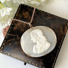 Charger l'image dans la galerie, Antique 9ct Gold Cameo Pendant Of St. John. Georgian/Victorian Left Facing Biblical Male Cameo. Rose Gold Antique Religious Necklace Pendant