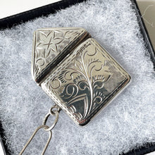 Carica l'immagine nel visualizzatore di Gallery, Vintage English Silver Stamp Case Pendant. Engraved Miniature Envelope Stamp Holder. Edwardian/Victorian Style Love Letter Keepsake Locket.
