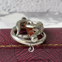 Carica l'immagine nel visualizzatore di Gallery, Victorian Scottish Silver Banded Agate Ouroboros Snake Brooch. Antique Lovers Knot/Eternity Celtic Brooch. Victorian Scottish Pebble Jewelry