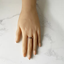 Carica l'immagine nel visualizzatore di Gallery, Vintage 18ct Gold Diamond & Square Cut Ruby Ring. Art Deco Style Princess Cut Gemstone Stacking/Wedding Band. July Birthstone Ring Sz M/6.25