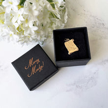 Load image into Gallery viewer, Vintage 9ct Gold Serenity Prayer Pendant. Yellow Gold Figural Engraved Spiritual Manuscript/Scroll Bracelet Charm/Pendant & Optional Chain