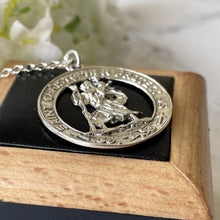 Cargar imagen en el visor de la galería, Vintage 1960s Sterling Silver St Christopher Pendant, Optional Chain. Patron Saint of Travellers Unisex Pendant. Spiritual Jewelry Amulet