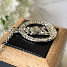 Cargar imagen en el visor de la galería, Vintage 1960s Sterling Silver St Christopher Pendant, Optional Chain. Patron Saint of Travellers Unisex Pendant. Spiritual Jewelry Amulet