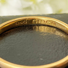 Carica l'immagine nel visualizzatore di Gallery, Art Deco 22ct Gold Wedding Ring. Antique English Yellow Gold Narrow Band Ring, Hallmarked AC Co., 1930. Unisex Stacking Ring Size S/9.25