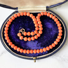 Carica l'immagine nel visualizzatore di Gallery, Antique Red Coral Bead Necklace, 9ct Gold Clasp. Victorian Natural Mediterranean Coral Choker. Petite/Girls Salmon Orange Coral Necklace
