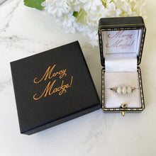 Carica l'immagine nel visualizzatore di Gallery, Vintage 9ct Gold 3-Stone Opal Ring. Edwardian Revival Trilogy Ring. Antique Style Past Present & Future Ring Size M.5/6.5