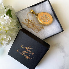 Carica l'immagine nel visualizzatore di Gallery, Antique Victorian 18ct Gold On Silver Book Chain Locket. 2-Sided Flower & Monogram Engraved Wedding Locket. English Hallmarked 1878 Locket