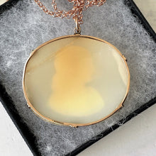 Charger l'image dans la galerie, Antique 9ct Gold Cameo Pendant Of St. John. Georgian/Victorian Left Facing Biblical Male Cameo. Rose Gold Antique Religious Necklace Pendant